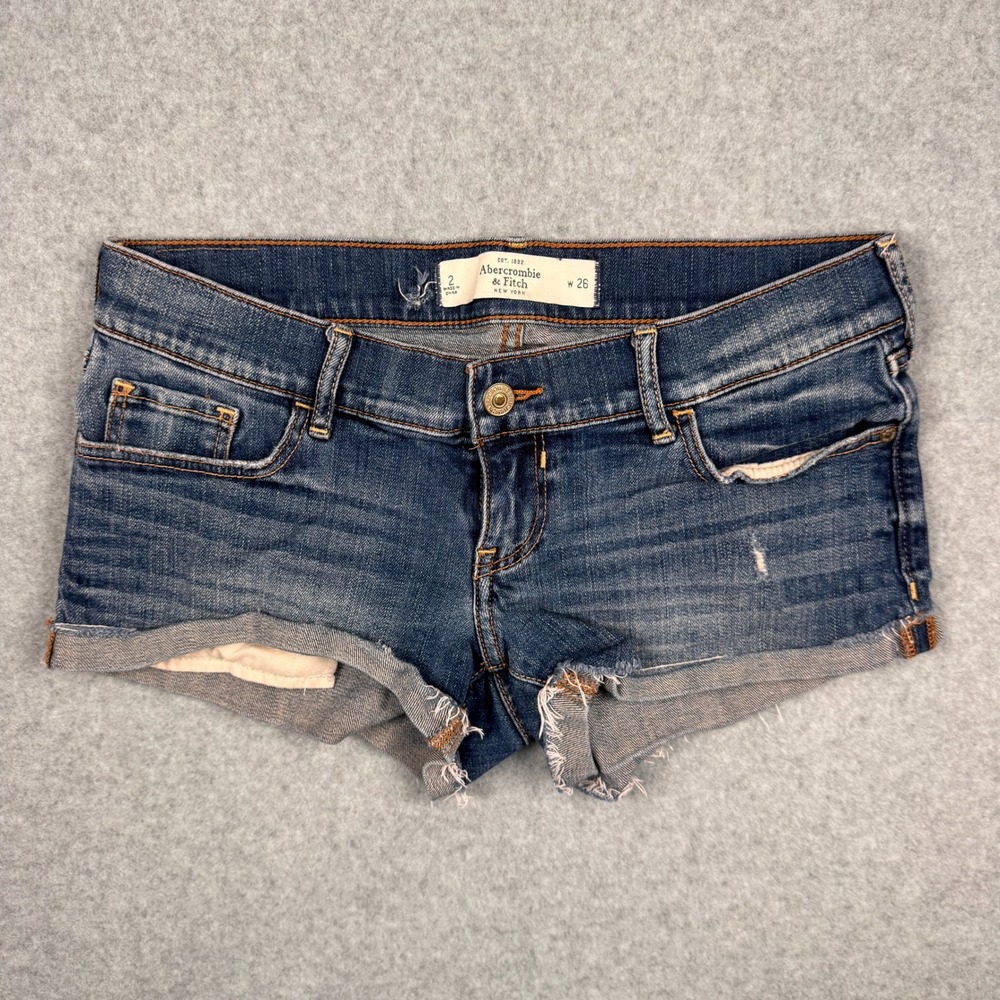 VTG Abercrombie & Fitch Shorts Womens 2 Denim Y2K Low Rise Micro Mini Festival